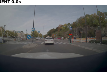 Current general-driving visual input with the pedestrian marked in red